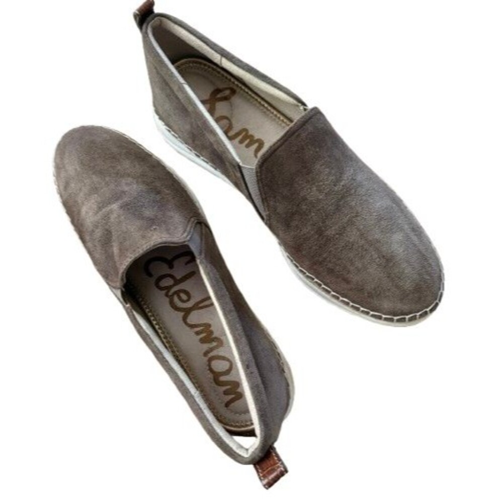 Sam Edelman Kassie Flint Gray Suede Slip On Espadrille Shoes Size 9.5M